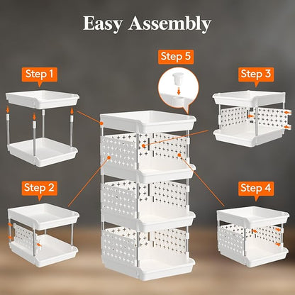 Lifewit 4 Tier Plastic Stackable Storage Baskets - Image 5