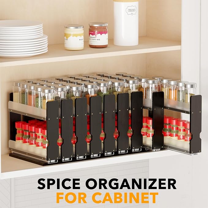 SpaceAid Bamboo Pull Out Spice Rack Organizer - Image 6