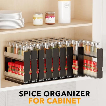 SpaceAid Bamboo Pull Out Spice Rack Organizer - Image 6