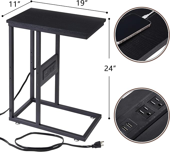 VECELO C Shaped End Side Table - Image 3