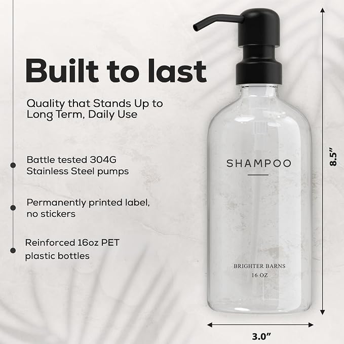 Clear Shampoo and Conditioner Dispenser Set by Brighter Barns - Image 3