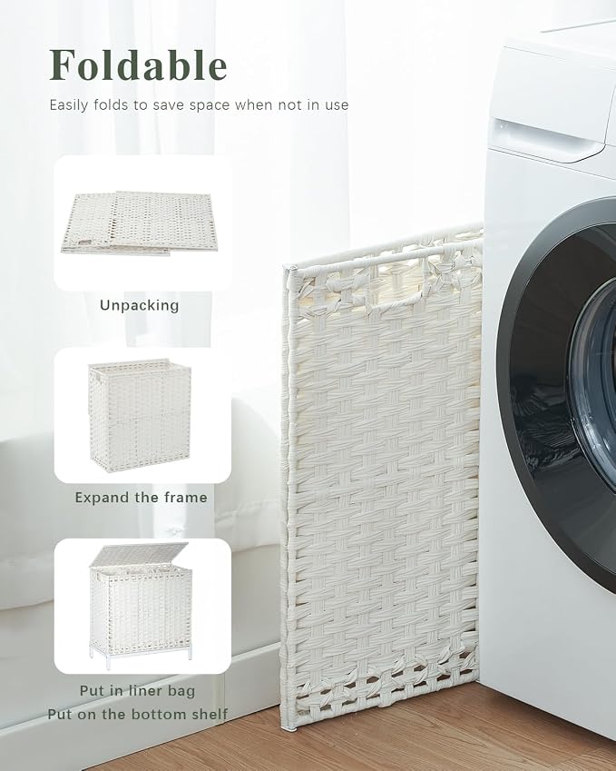 SETVSON Laundry Hamper with Lid, 112 L Handwoven Rattan Wicker Laundry Basket - Image 6