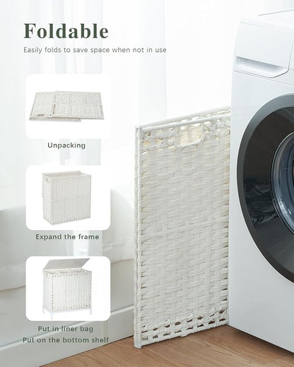 SETVSON Laundry Hamper with Lid, 112 L Handwoven Rattan Wicker Laundry Basket - Image 6