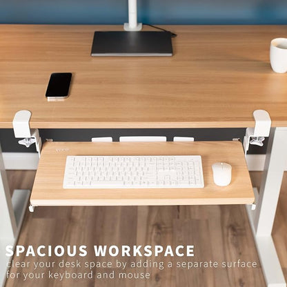 VIVO Large Height Adjustable Under Desk Keyboard Tray, C-clamp Mount System - Image 2