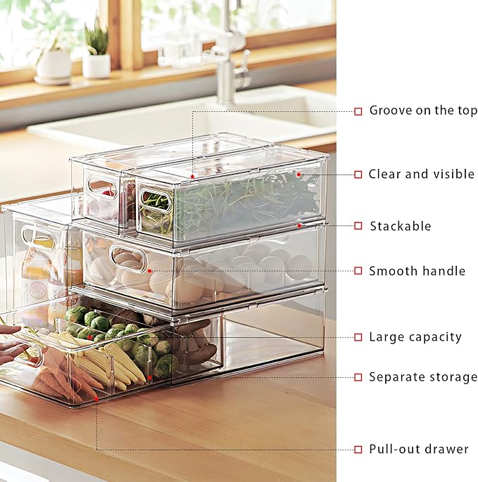 MANO Fridge Drawer Pull Out Stackable Bins - Image 4