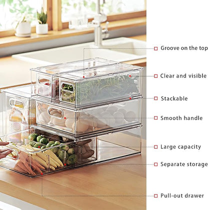 Mano 3PackFridge Drawer Pull Out Stackable Bins - Image 3