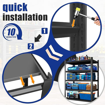 4 Shelf Storage Rack, Heavy Duty Adjustable Metal Shelving Unit, Garage & - Image 8