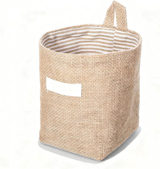 Small Hanging Basket, Small Wall Basket Cotton and Linen Hanging Storage by Unknown