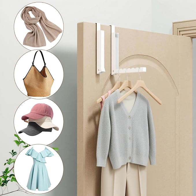 4PCS Over The Door Hanger Folding Over The Door Clothes Drying Rack Folding - Image 4