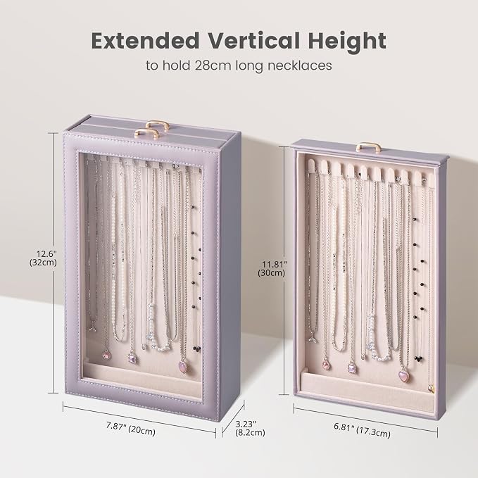 Lolalet Necklace Organizer Box, 2-Layer Jewelry Storage Boxes - Image 3