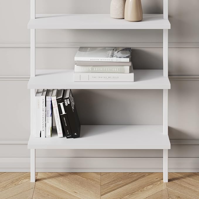Nathan James Theo 6-Shelf Tall Modern Bookshelf, Wall Mount Ladder Shelf - Image 7