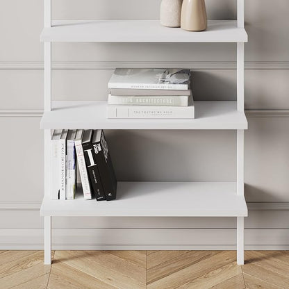 Nathan James Theo 6-Shelf Tall Modern Bookshelf, Wall Mount Ladder Shelf - Image 7
