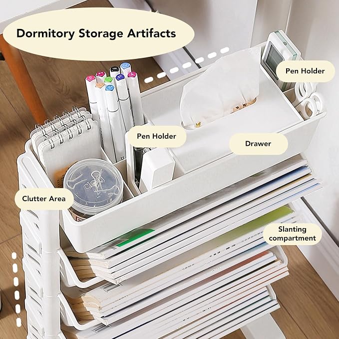 Movable Bookshelf, Portable Bookshelf, Storage Organizer Shelf, Suitable - Image 4
