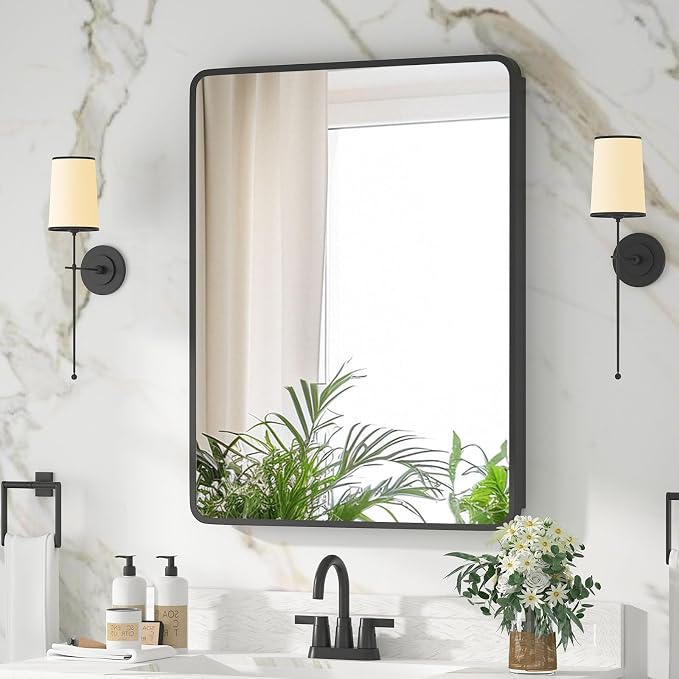 Medicine Cabinet with Mirror, 20x26 Inch Black Bathroom Mirrored Cabinet - Image 9