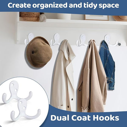 25 Pack Coat Hooks Wall Hooks for Hanging, Heavy Duty Double Prong Metal Hook - Image 4