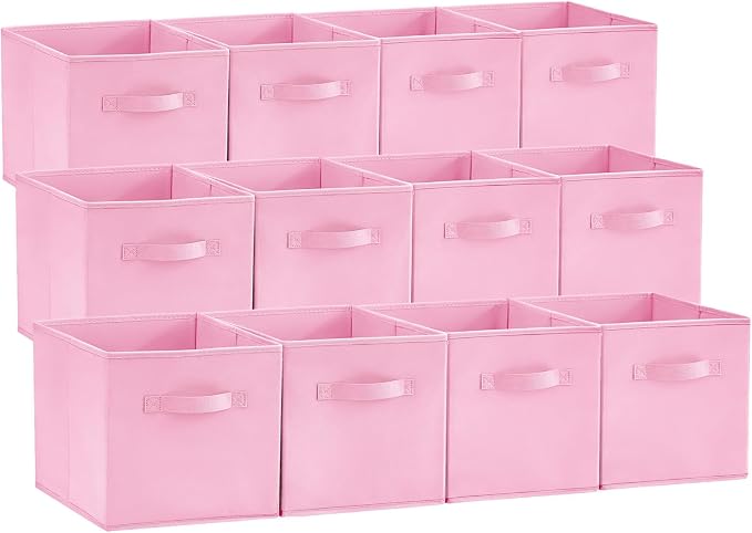 Lifewit Storage Cubes, 11 Inch Organizer Bins, 18L Pink, 12 Packs | Foldable by Lifewit