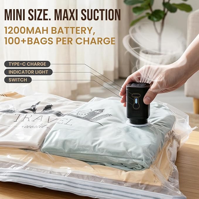 TAILI Vacuum Storage Bags with Electric Pump, 12 Pack Combo, Packing Cube - Image 3