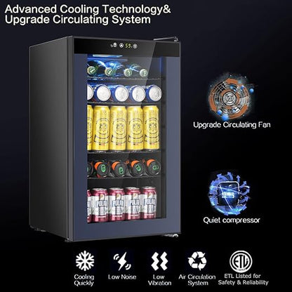 COWSAR Mini Fridge Cooler, 95 Can Beverage Refrigerator - Image 2