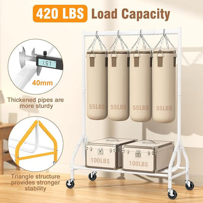 EAGMAK Heavy Duty Clothes Rack Load 420 LBS, Rolling Garment Rack - Image 2