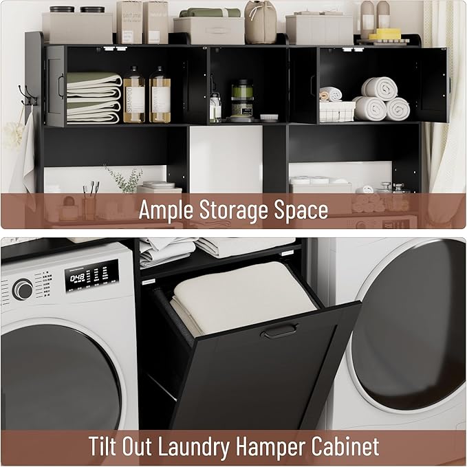 Over The Washer and Dryer Storage Cabinet, Laundry Room Organizer Standing Shelf - Image 5