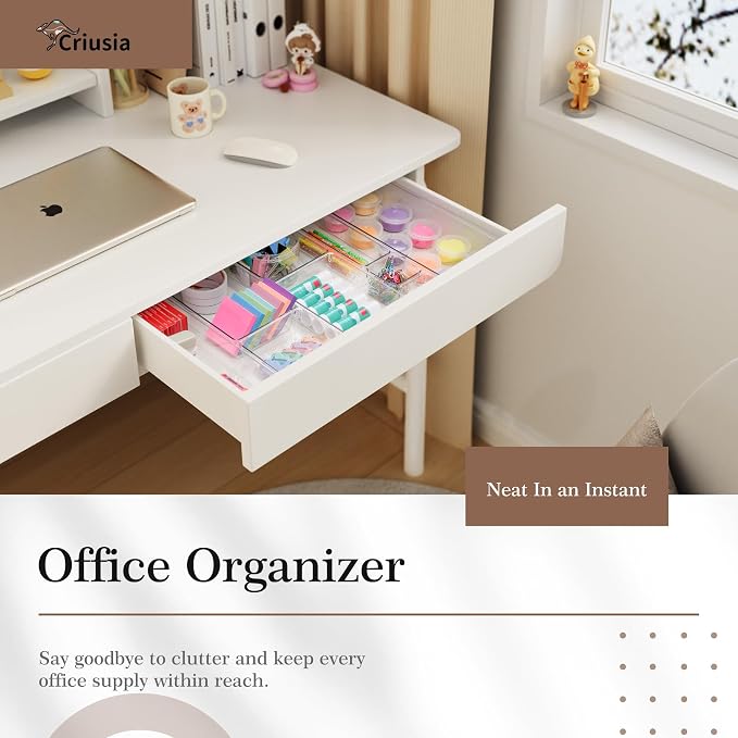 Criusia 14 PCS Clear Plastic Drawer Organizer Set - Image 6