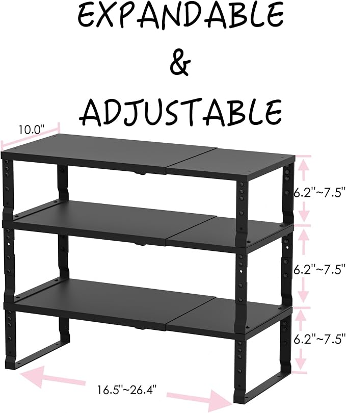 Adjustable Metal Shelving Unit, Stackable & Expendable Storage Rack - Image 3
