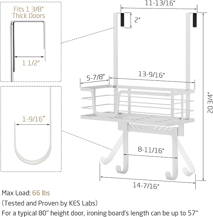KES Over The Door Ironing Board Holder, Ironing Board Hanger Over Door Organizer - Image 6