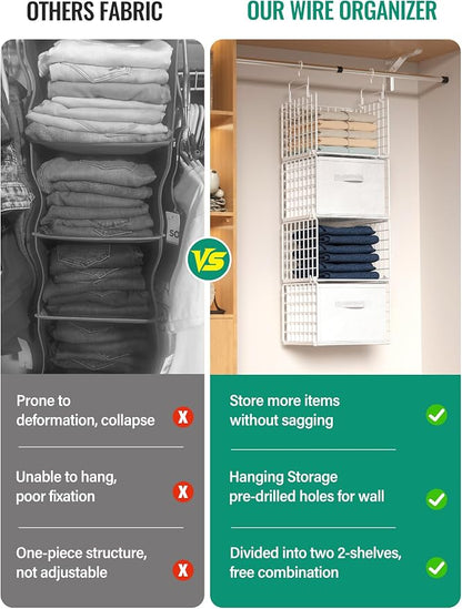 Hanging Closet Organizer with Drawers, 4 Tier Metal Closet Organizers and - Image 4