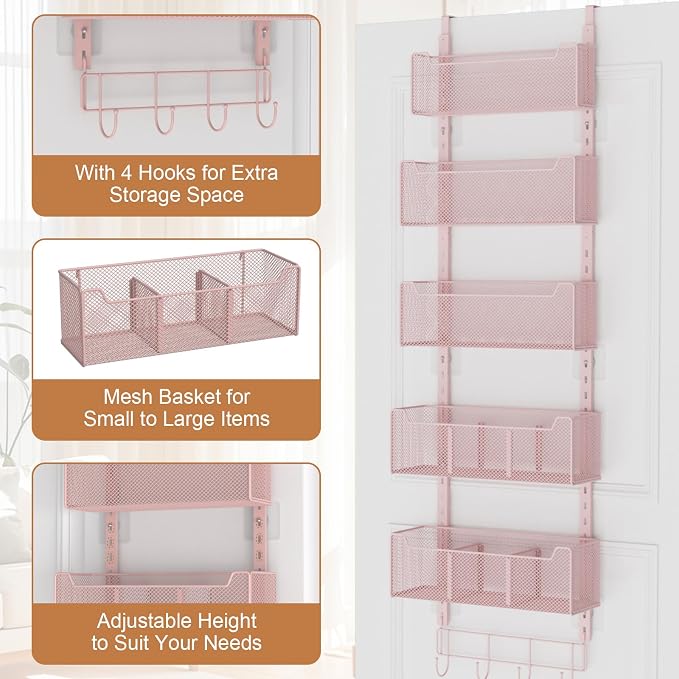 VyGrow Over The Door Organizer, Metal Door Organizer Hanging - Image 5