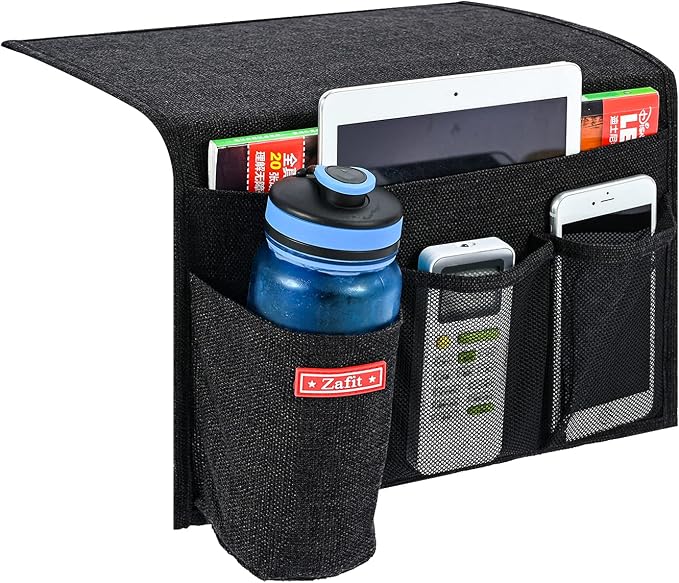 Zafit Linen 4 Pockets Bedside Caddy, Bedside Storage Organizer by ZAFIT