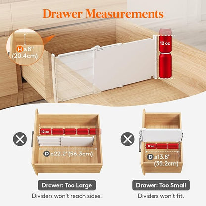 Lifewit 8" High 4 Pack Deep Drawer Dividers, 13.8-22.5" Adjustable Dresser - Image 2