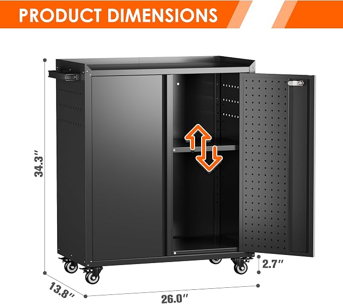 Aobabo 2 Door Metal Tool Storage Cabinet - Image 3