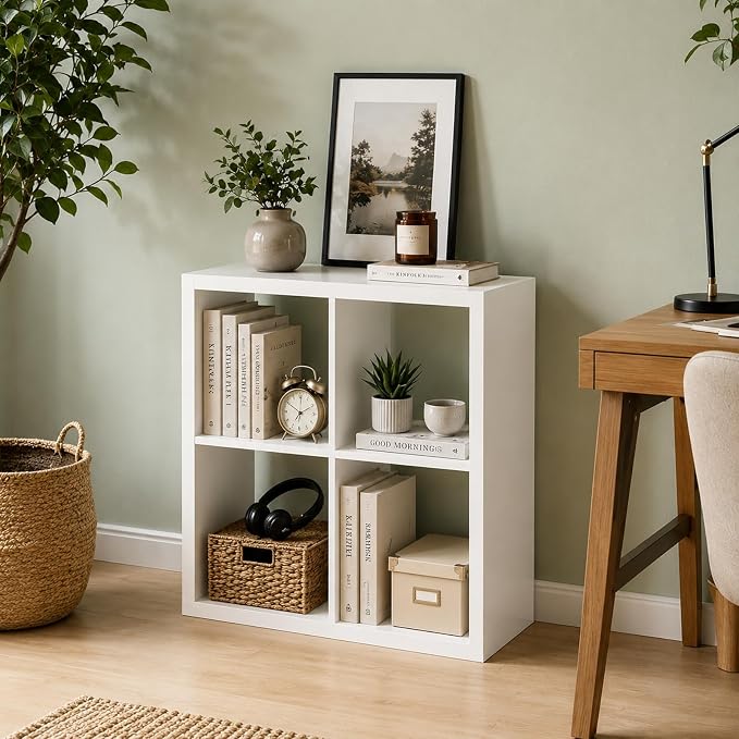CTESNE【2026 Wooden Thick Frame 4 Cube Storage Organizer Shelf - Image 5