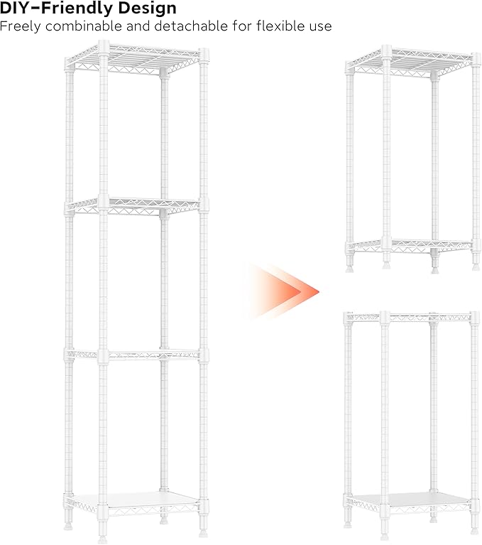 IZEUK 4 Tier Steel Storage Shelves, Adjustable Wire Shelving Unit - Image 3