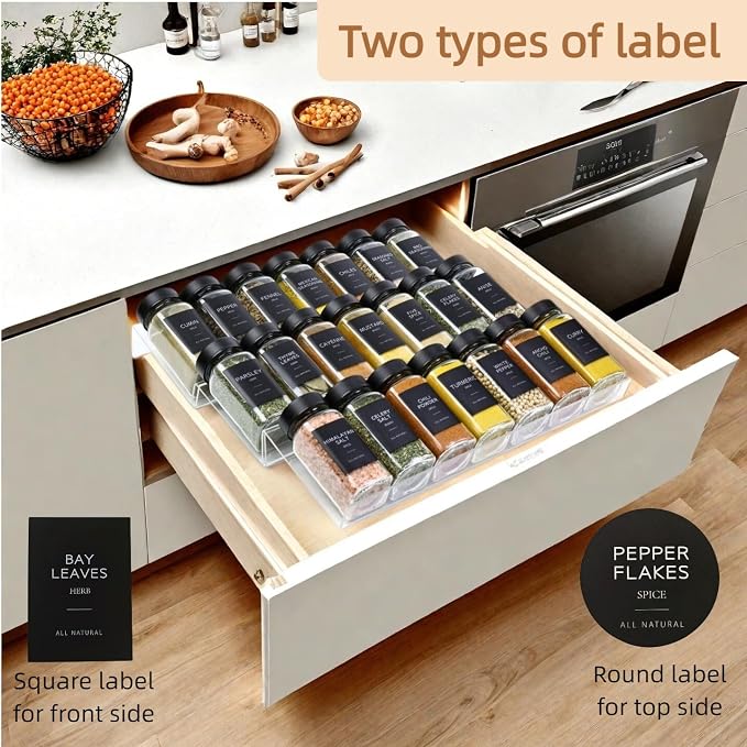 Glass Spice Jars with Black Stainless Steel Lids: 26 pcs 4oz Spice Containers - Image 3