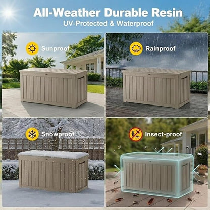 150 Gallon Outdoor Storage Box Resin Deck Box All Weather Waterproof Large - Image 3