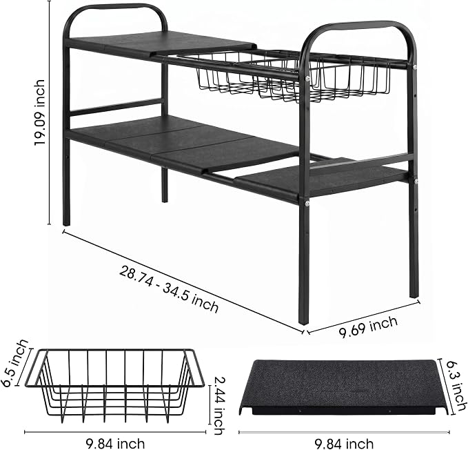Expandable 2 Tier Under Sink Organizer, 28.74-34.5 Inch Width | - Image 2
