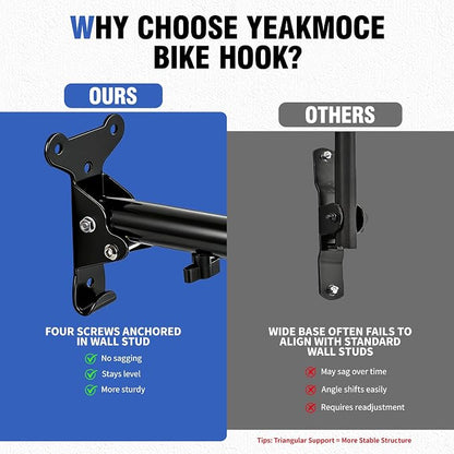 Bike Wall Mount Hanger, Horizontal Rack | Heavy-Duty, Adjustable, - Image 8