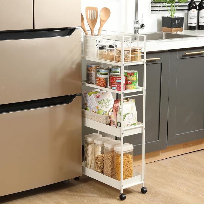 KINGRACK Slim Rolling Storage Cart 4 Tier - Image 2