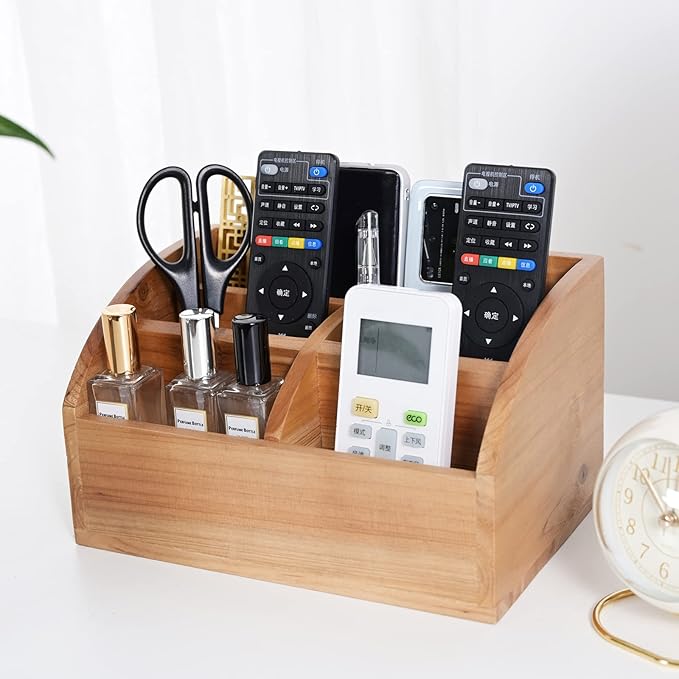 Farmhouse Solid Wooden Mail Sorter Wood Desk Organizer TV Remote Holder Rustic - Image 6