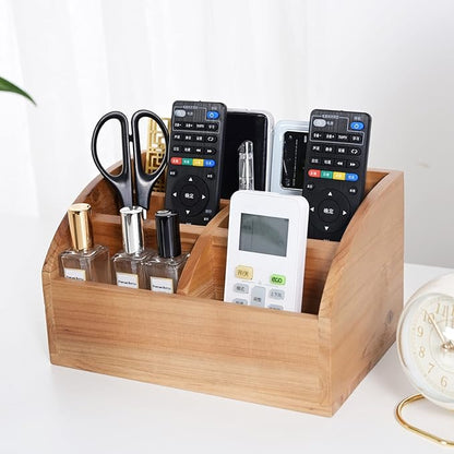 Farmhouse Solid Wooden Mail Sorter Wood Desk Organizer TV Remote Holder Rustic - Image 6