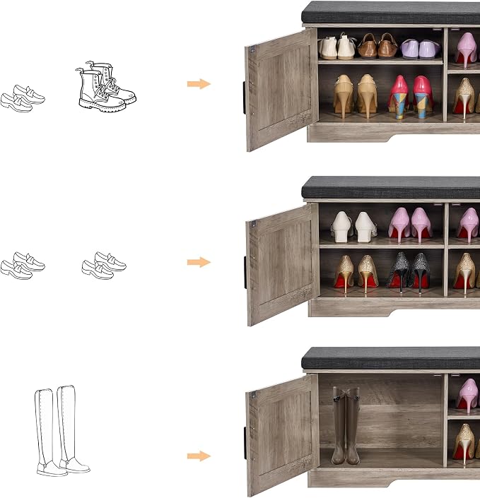 HOMSHO Farmhouse Shoe Storage Bench - Image 6