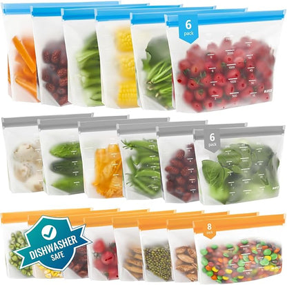 IDEATECH Reusable Bags Dishwasher Safe, BPA Free Reusable Gallon Freezer Bags by IDEATECH