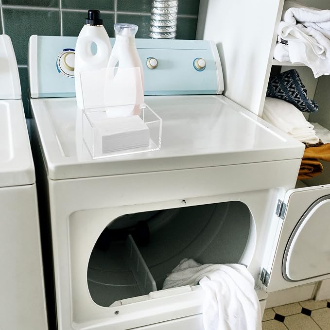Maitys 2 Pcs Acrylic Laundry Dryer Sheet Holder Clear Dryer Sheets Dispenser - Image 6
