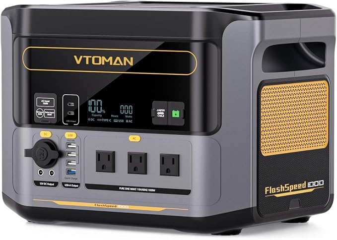 VTOMAN FlashSpeed 1000 Portable Power Station, 828Wh LiFePO4 Battery Solar by VTOMAN