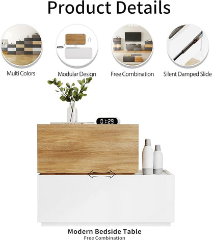 Modern Nightstand Modular Stackable Drawers Modular Storage Bedroom Furniture - Image 5