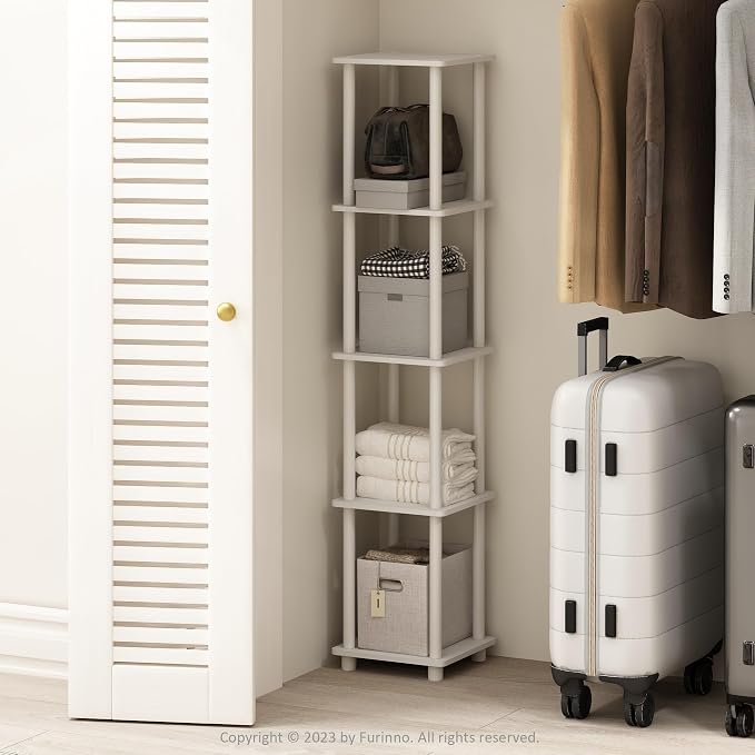 Furinno Turn-N-Tube Storage Shelves, 5-Tier Square Book Shelf, Corner Shelf - Image 2
