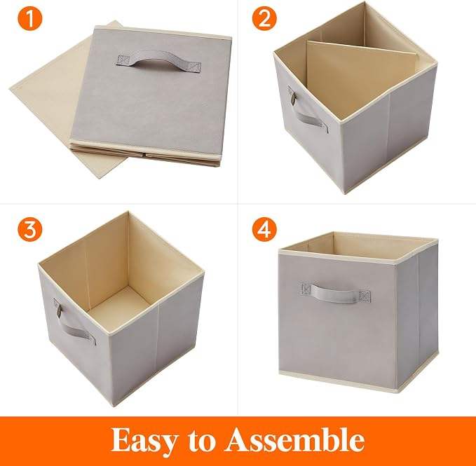 Lifewit Storage Cubes, 11 Inch Organizer Bins, 18L Light Gray, 12 Packs | - Image 2