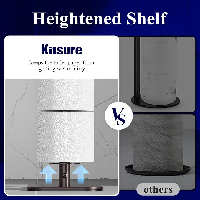 Kitsure Toilet Paper Holder Free Standing – Rustproof Metal Toilet Paper Stand - Image 4