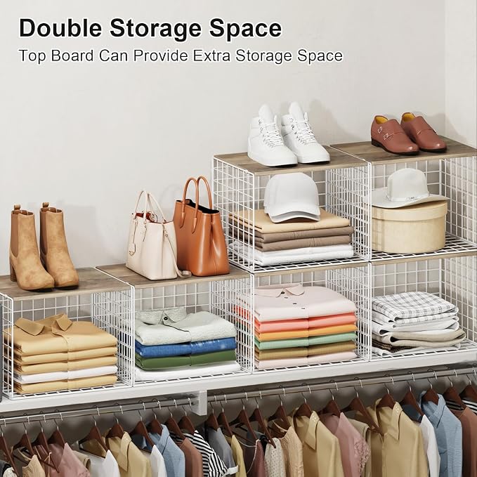 6 Pack Closet Organizers And Storage, Stackable Closet Shelf Organizer Storage - Image 5